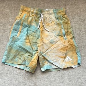 Adidas Mens Size Small Shorts Above Knee Length, Orange and Turquoise